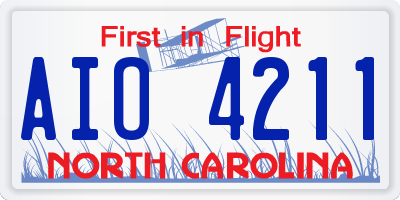 NC license plate AIO4211