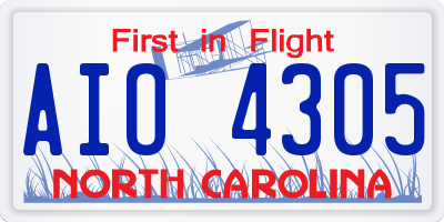 NC license plate AIO4305