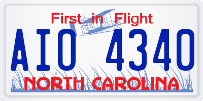NC license plate AIO4340