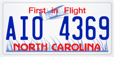NC license plate AIO4369