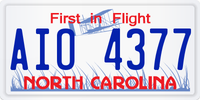 NC license plate AIO4377