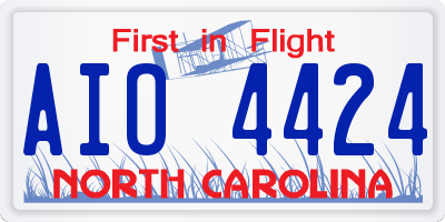 NC license plate AIO4424