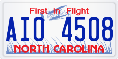 NC license plate AIO4508
