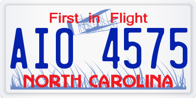 NC license plate AIO4575