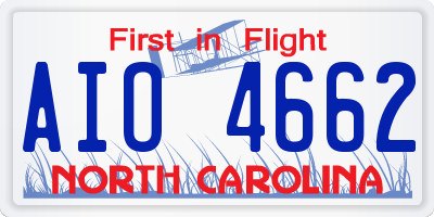 NC license plate AIO4662