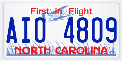 NC license plate AIO4809