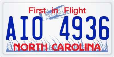 NC license plate AIO4936