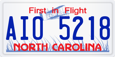 NC license plate AIO5218