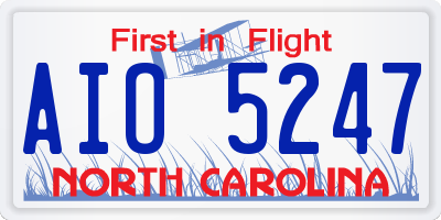 NC license plate AIO5247