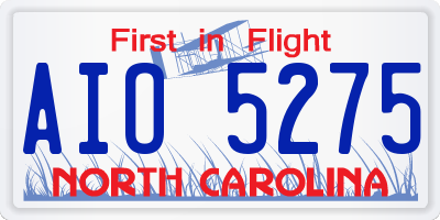 NC license plate AIO5275