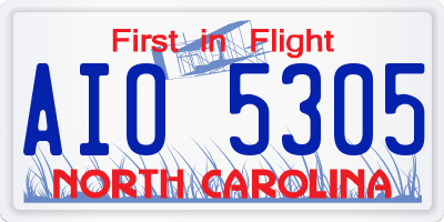 NC license plate AIO5305