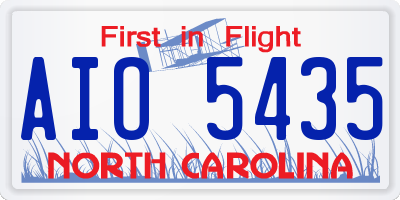 NC license plate AIO5435