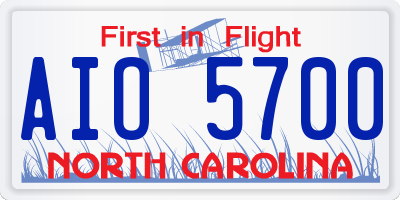 NC license plate AIO5700