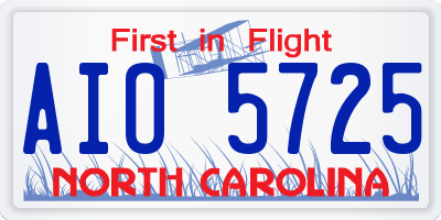 NC license plate AIO5725