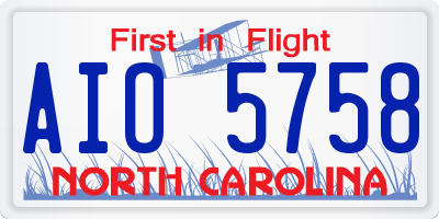 NC license plate AIO5758