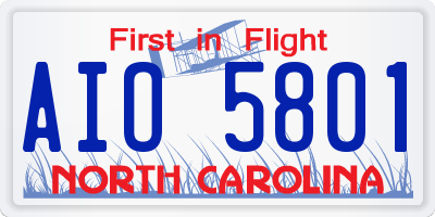 NC license plate AIO5801