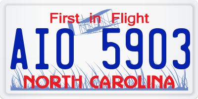 NC license plate AIO5903