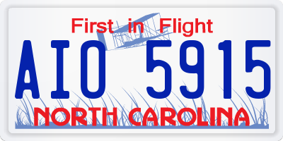 NC license plate AIO5915