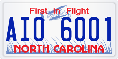 NC license plate AIO6001