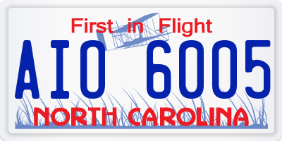 NC license plate AIO6005