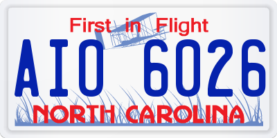 NC license plate AIO6026