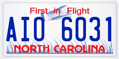 NC license plate AIO6031