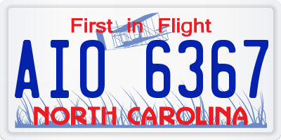 NC license plate AIO6367