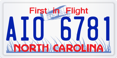 NC license plate AIO6781