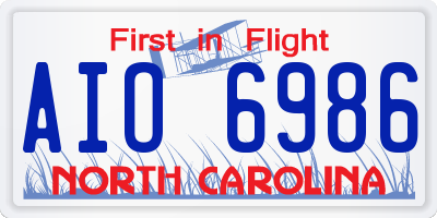 NC license plate AIO6986