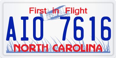 NC license plate AIO7616