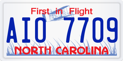 NC license plate AIO7709