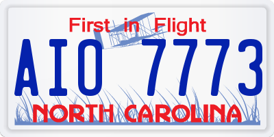 NC license plate AIO7773