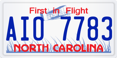 NC license plate AIO7783