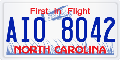 NC license plate AIO8042