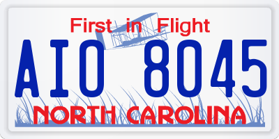 NC license plate AIO8045