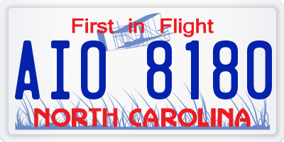 NC license plate AIO8180