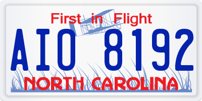 NC license plate AIO8192