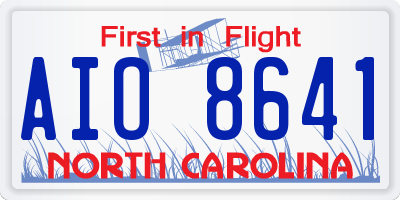 NC license plate AIO8641