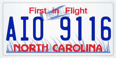 NC license plate AIO9116