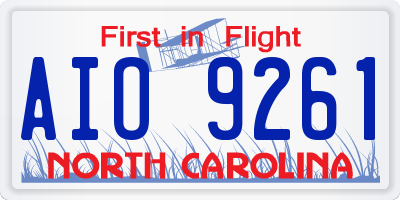 NC license plate AIO9261