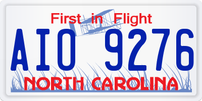 NC license plate AIO9276