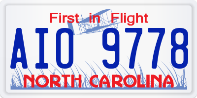 NC license plate AIO9778