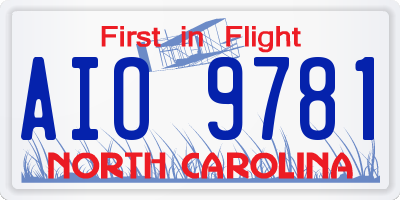 NC license plate AIO9781