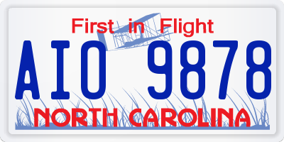 NC license plate AIO9878