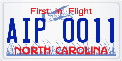NC license plate AIP0011