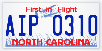 NC license plate AIP0310