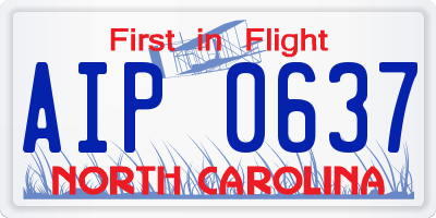 NC license plate AIP0637