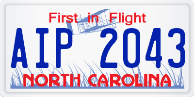 NC license plate AIP2043