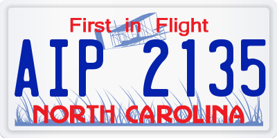 NC license plate AIP2135