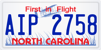 NC license plate AIP2758